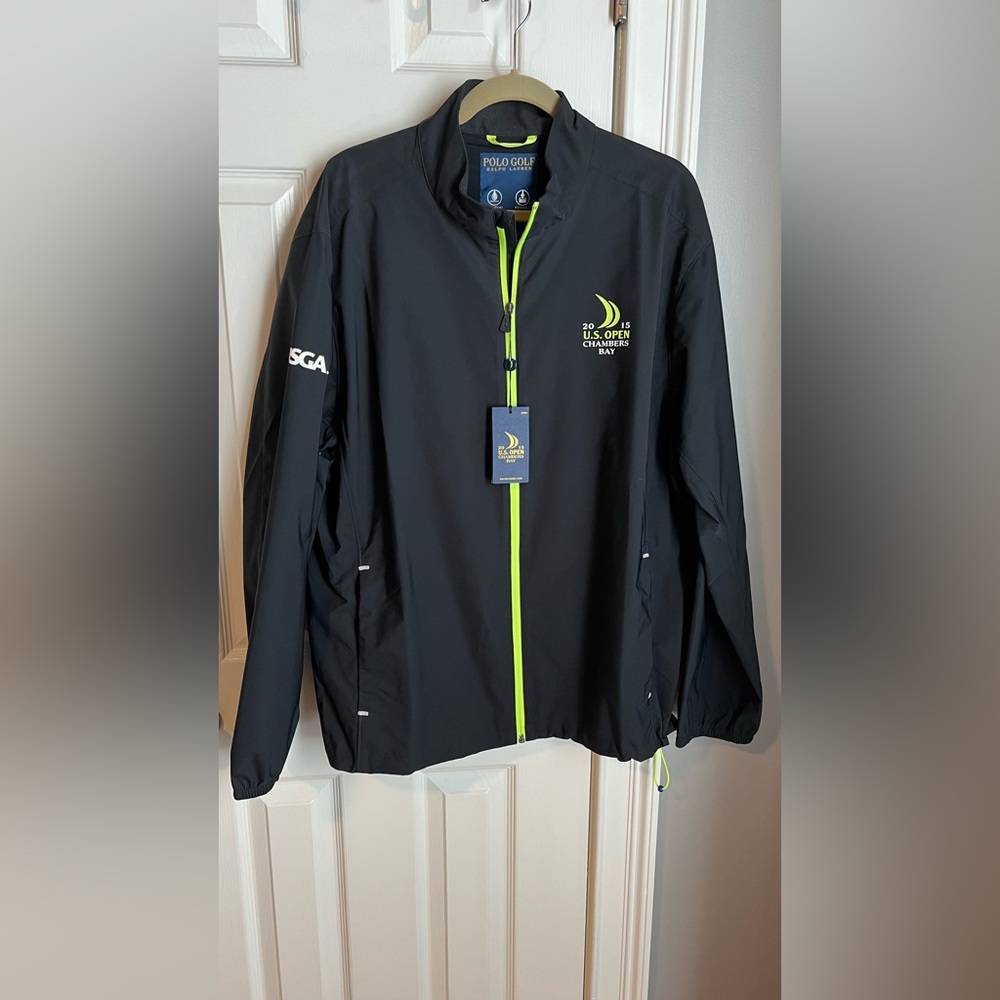 Polo Golf Ralph Lauren NWT Men’s Full Zip US Open Windbreaker Black Size XL